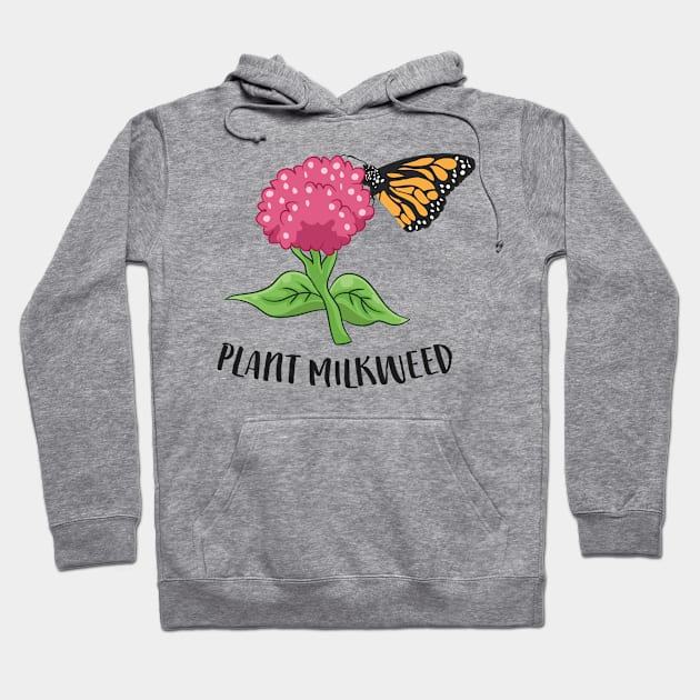 Monarch Butterfly Plant Milkweed Cute Monarch Butterfly Hoodie by EQDesigns